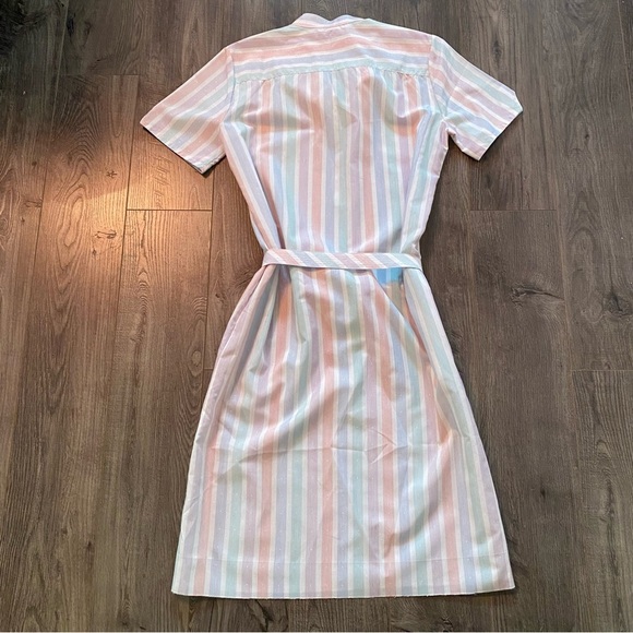 Vintage House dress handmade pastel striped with belt - Picture 3 of 10